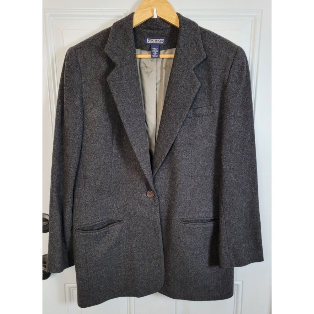 Vintage Lands' End Womens Wool & Cashmere Blazer Jacket Size 12 Made in the USA